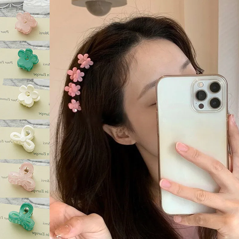 

Korean Mini Hair Claws Small Flower Bowknot girl hair clip Colorful Transparent Bangs Side Hair Clip Claw Women Hair Accessories