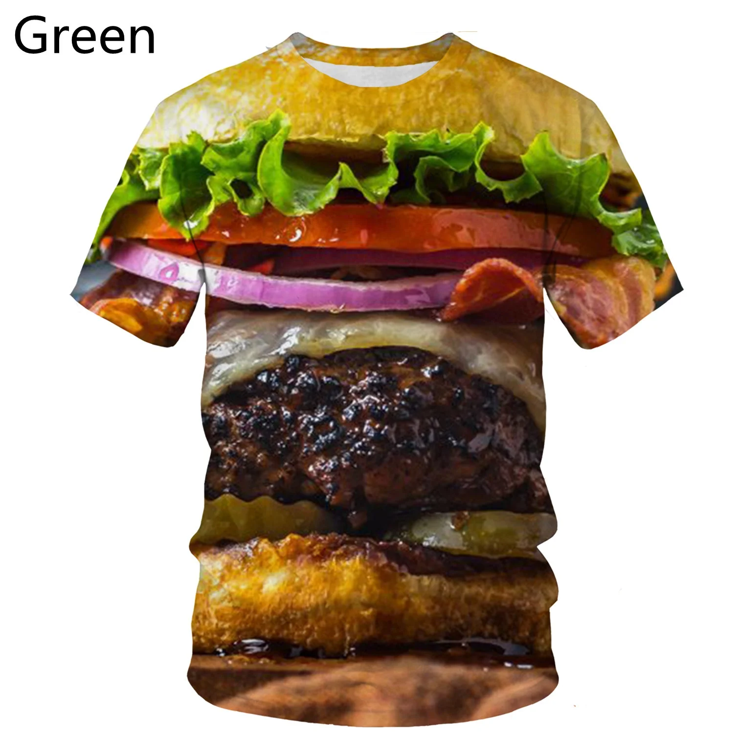 

2023 summer Fashion Men's T-shirt 3D Printing tops Hamburger French Fries Doughnut Funny Food oversized T-shirt Men's clothing