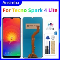 ansimba original lcd for tecno spark 4 lite kc2kc8 lcd display touch screen digitizer assembly replacement with free clear case