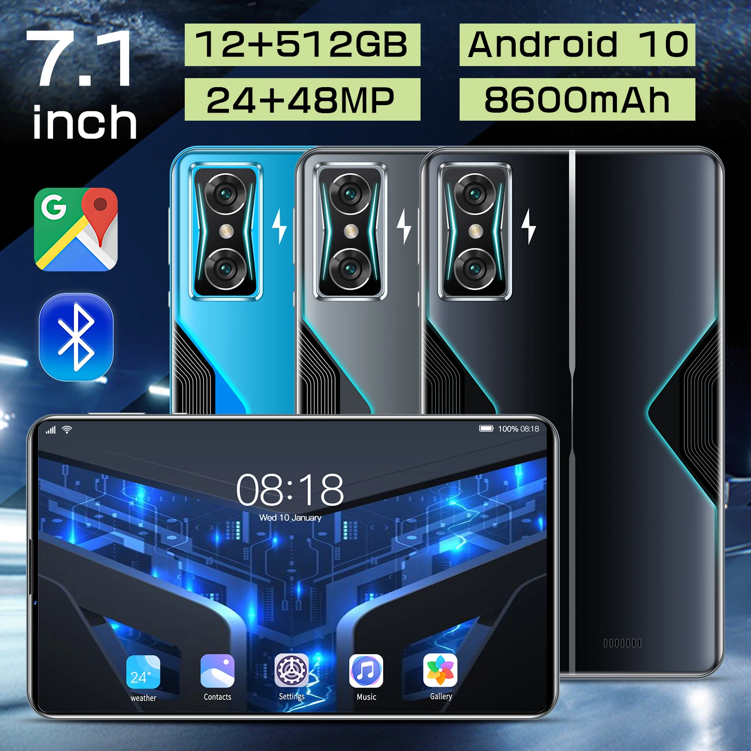 

Планшет K50, 7,1 дюйма, 8600 мАч, 10 ядер, Bluetooth 512, Android 10, 48 МП