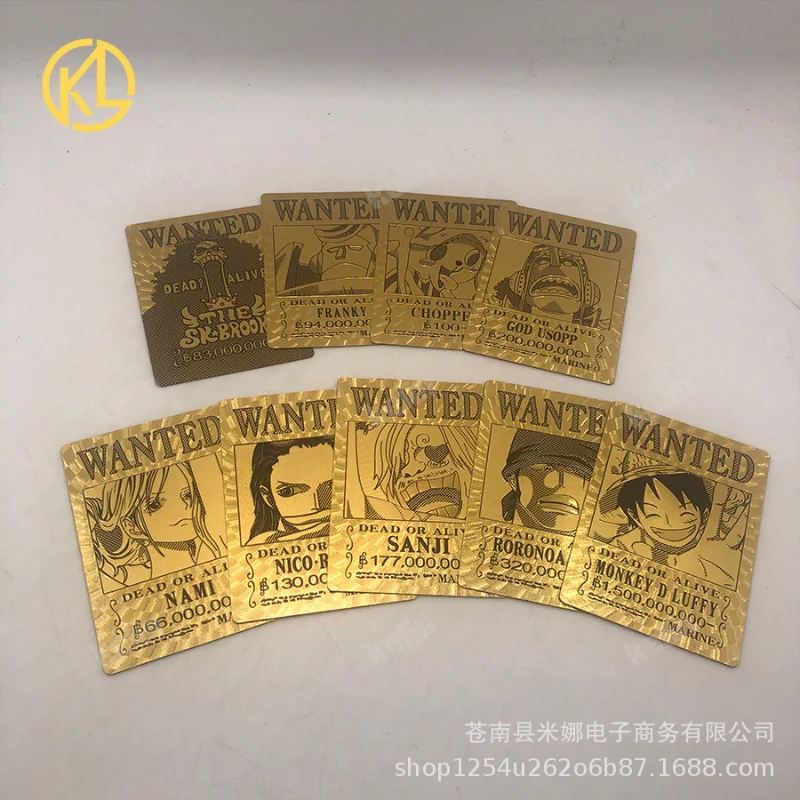 

One Piece Gold Foil Card Wanted Small Card Gold Foil Card Creative Collection Card Desktop Ornament Birthday Gift Halloween
