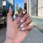 24 шт.кор. белые накладные ногти в форме сердца для французского маникюра съемные миндальные искусственные накладные ногти полное покрытие накладные ногти нажимайте на ногти