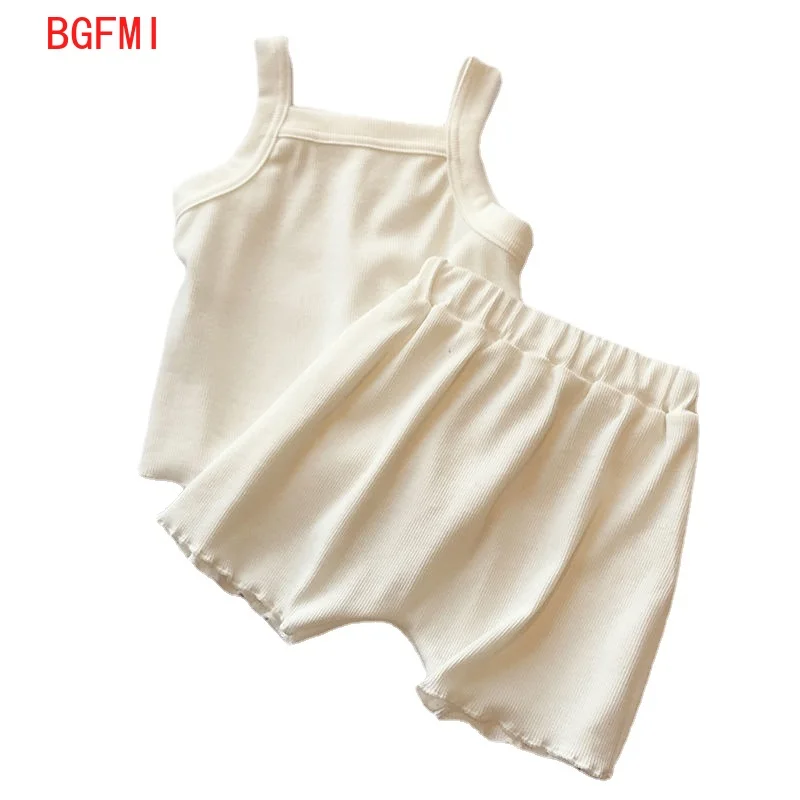 

Женская летняя одежда, костюм для маленьких девочек, однотонный мягкий жилет без рукавов + шорты, комплект из двух предметов, эксклюзивная д...