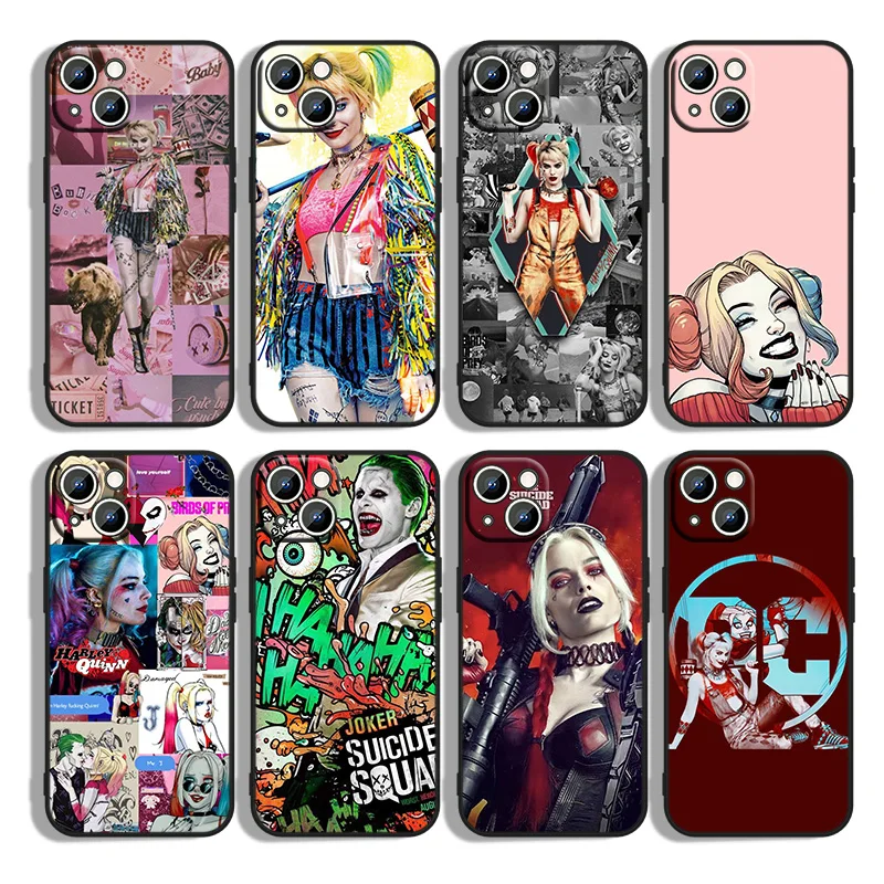 

Girl Harley Quinn Phone Case For Apple iPhone 14 13 12 11 mini XS XR X Pro Max 8 7 6S 6 Plus Black Soft Cover