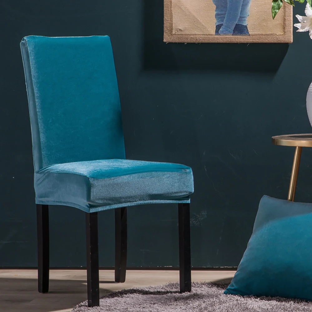 

Velvet Stretch Chair Package Chair Cover Solid Spandex Plush Chair Cover Home Dining Room Cover