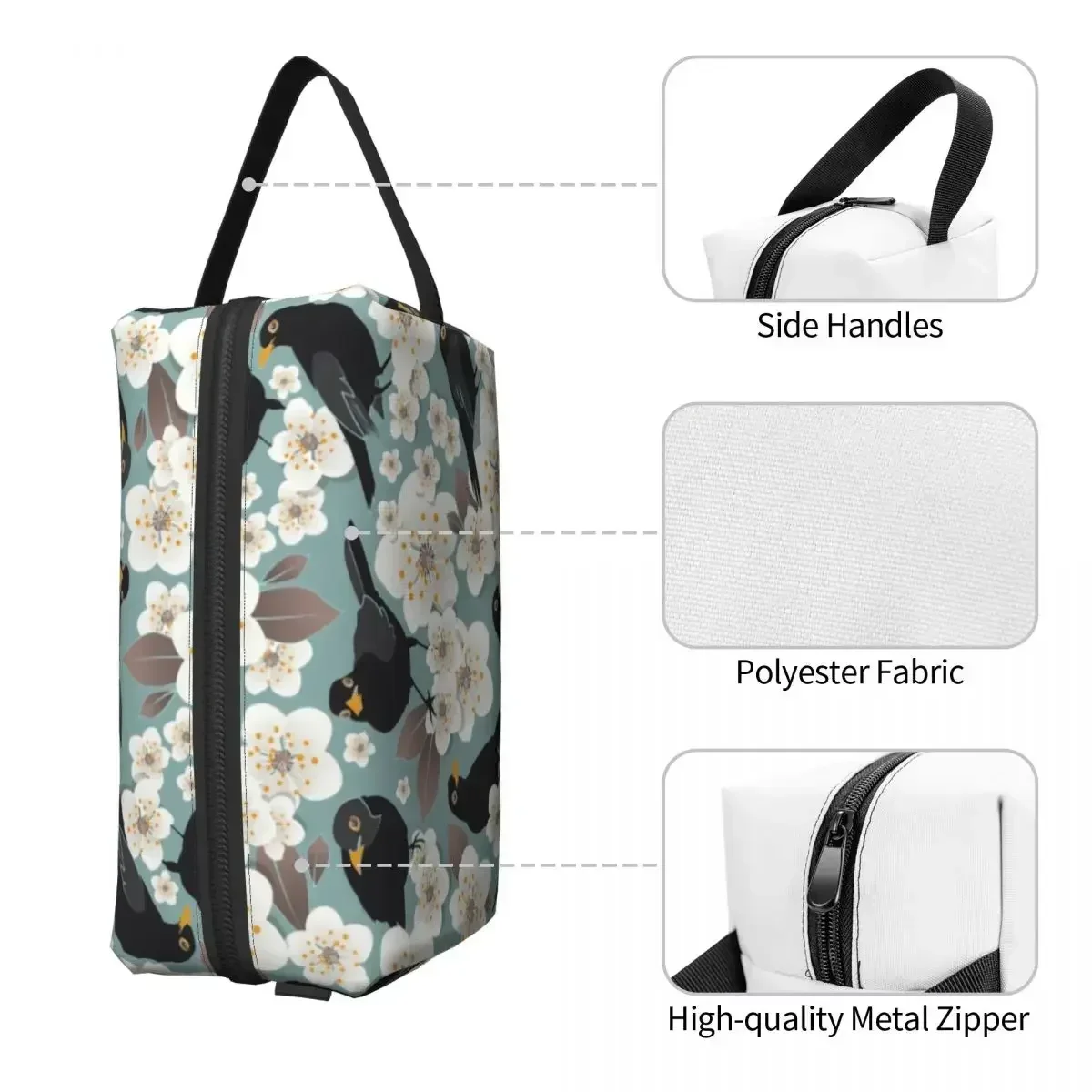 Забавная птица в ожидании вишни косметичка женский дорожный косметический