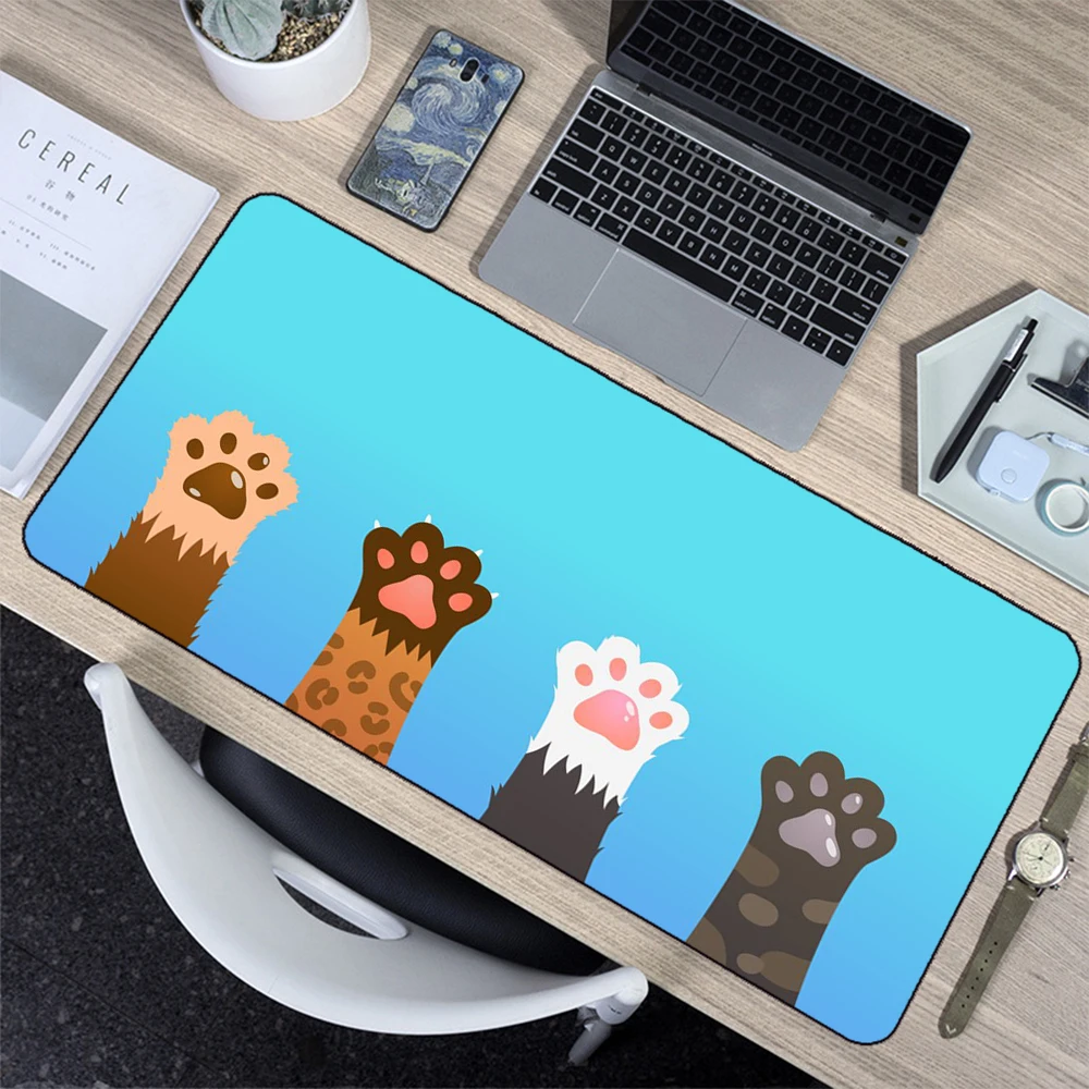 

Cute Colorful Cat Paw Gamer Mouse Pad Computer Accessories One-piece Lock Edge Thickened Non-slip Waterproof Laptop Table Pad Xl