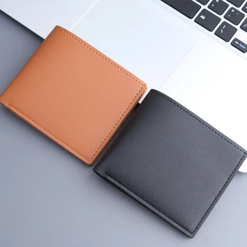 

Fashion Retro Men's Short Wallet Portable Simple Solid Color Men's Leather Wallet Credit Card Bag