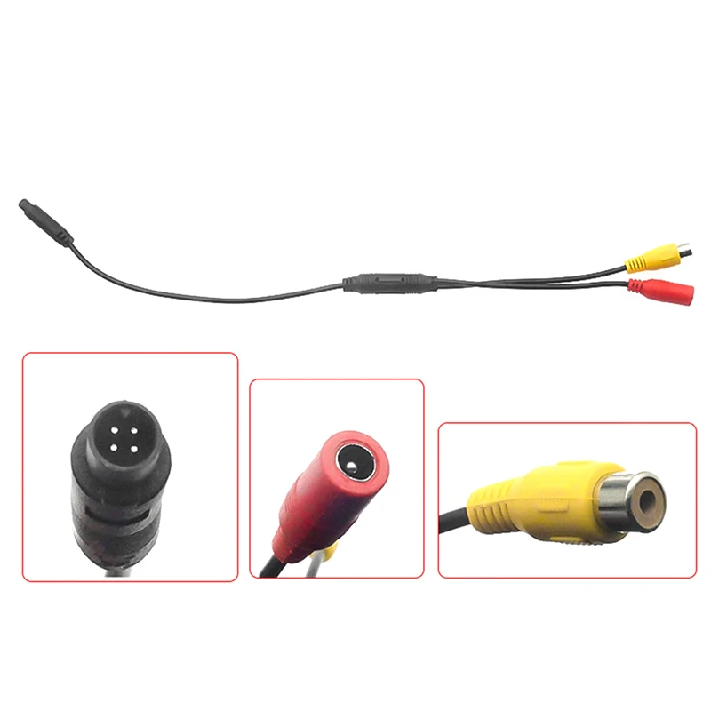 

Car Reverse Backup Camera 4-Pin Male To Female Connector RCA CVBS Wire Signal Power Adapter Harness