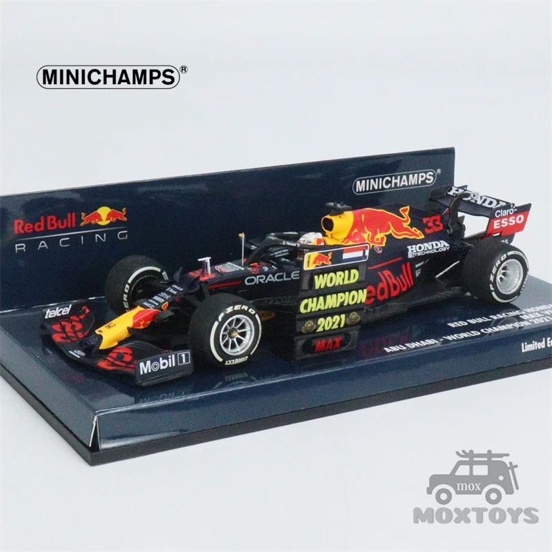 MINICHAMPS 1:43 2021 F1 RB HONDA RB16B MV33 WINNER ABU DHABI W/PITBOARD Diecast Model Car | Railed/Motor/Cars/Bicycles