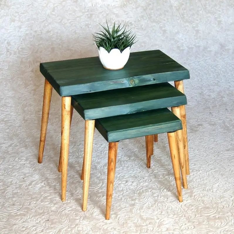 

Entema Natural Wood Solid Billet 3'lü Zigon Coffee Table