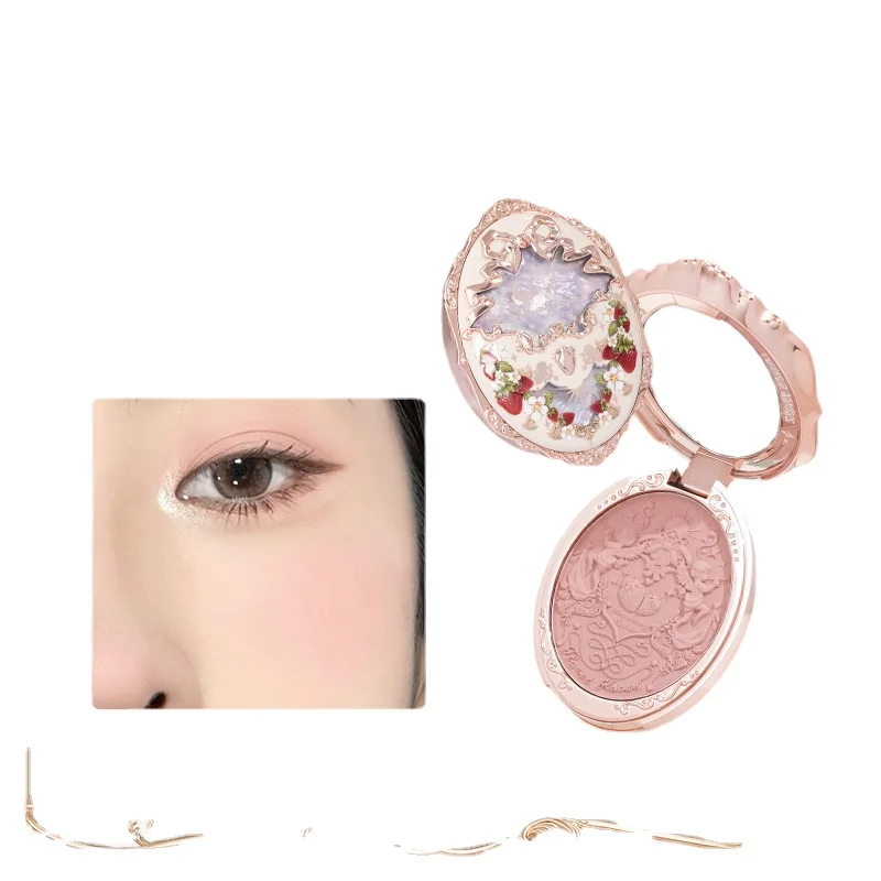 Рельефные Румяна с клубничкой и цветами рококо нежный розовый цвет