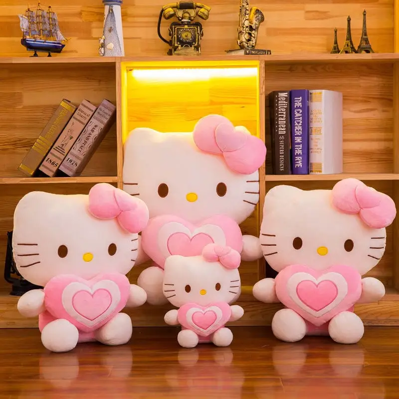 

Sanrio Anime Hello Kitty Cat Plush Dolls Stuffed Animal Toy Kitty Super Cute Pink Heart Kitten Pillow Xmas Gifts For Kid