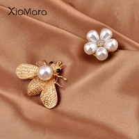 golden bee pearl hijab magnetic brooch pin rhinestone white flower strong metal magnet buckle for muslim headscarf jewelry gifts