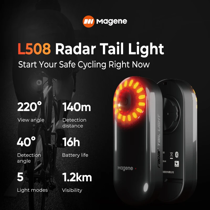 

New Magene L508 Bike Radar Tail Light Bicycle Brake Sensing Lamp Saddle Seatpost Ebike Waterproof LED Charging Cycling Taillight