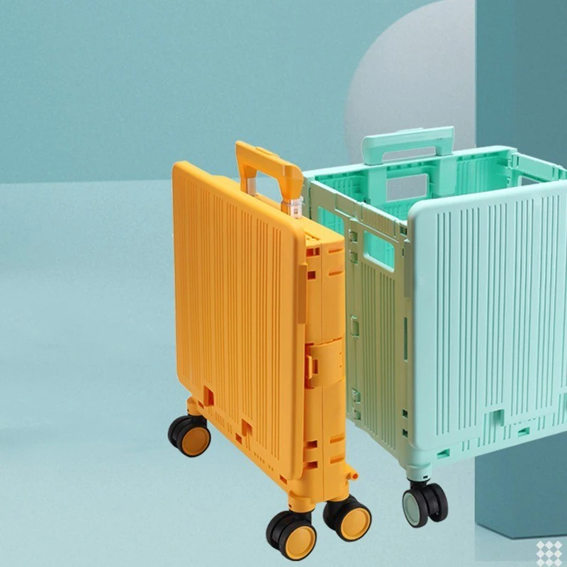 MiFuny 65L Rolling Luggage PP Foldable Hand Push Shopping Carry on Luggage Trolley Case Supermarket Travel Suitcases with Wheels