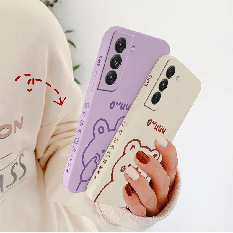 Модный силиконовый чехол с милым медведем для Samsung S22 S21 S20 PIus FE A52 A32 A22 A72 A42 A12 A33 A53 A73