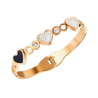 niche design bracelet accessorizing classic fashion heart inlaid with diamond titanium steel lady bracelet
