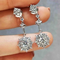 long tassel round diamond earrings european and american flower zircon earrings