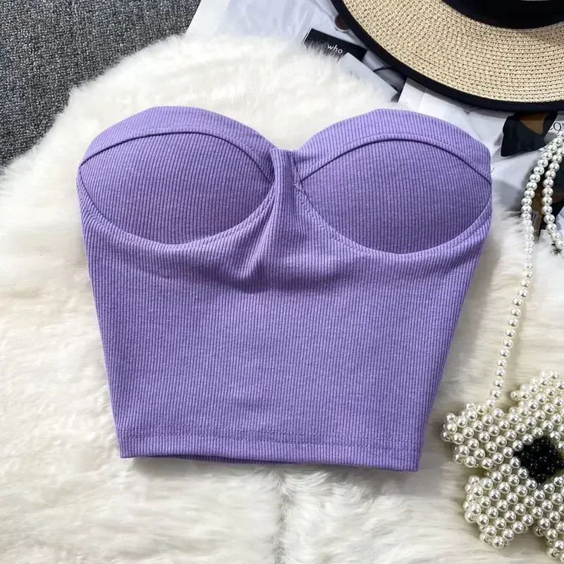 Сплошной цвет без бретелек Топ-труба Женская верхняя одежда Сексуальная горячая