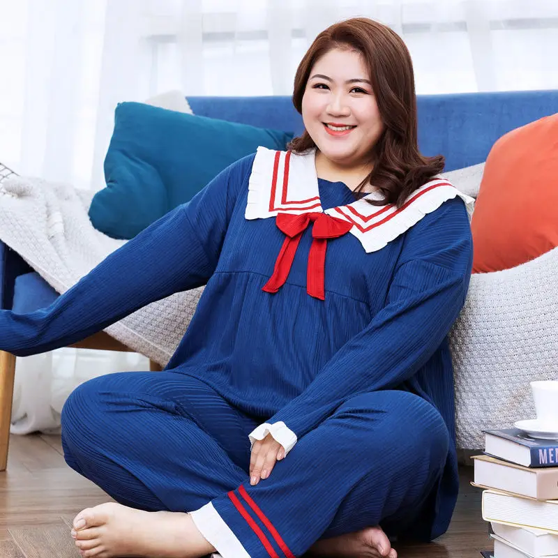 1 Fat sister plus-size pajamas women plus fat plus autumn and winter long-sleeved extra-large extra-large red wedding wear