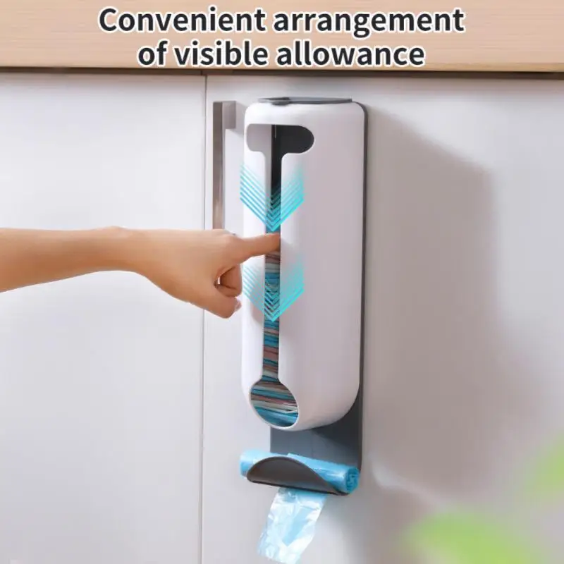 

Plastic Bag Storage Rack Wall-mounted Large Capacity Trash Bags Dispenser No Punching Dual-purpose Household Bag Organizer Case