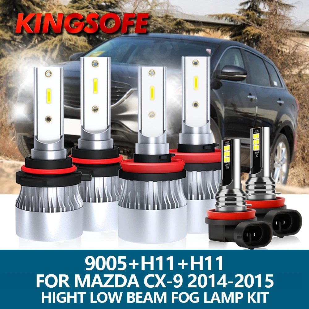

Лампы головного света для автомобиля, 6 шт, 9005 HB3 H11, 6000 лм, CSP чип, 2014 K, комплект противотуманных фар ближнего и дальнего света для Mazda-2015
