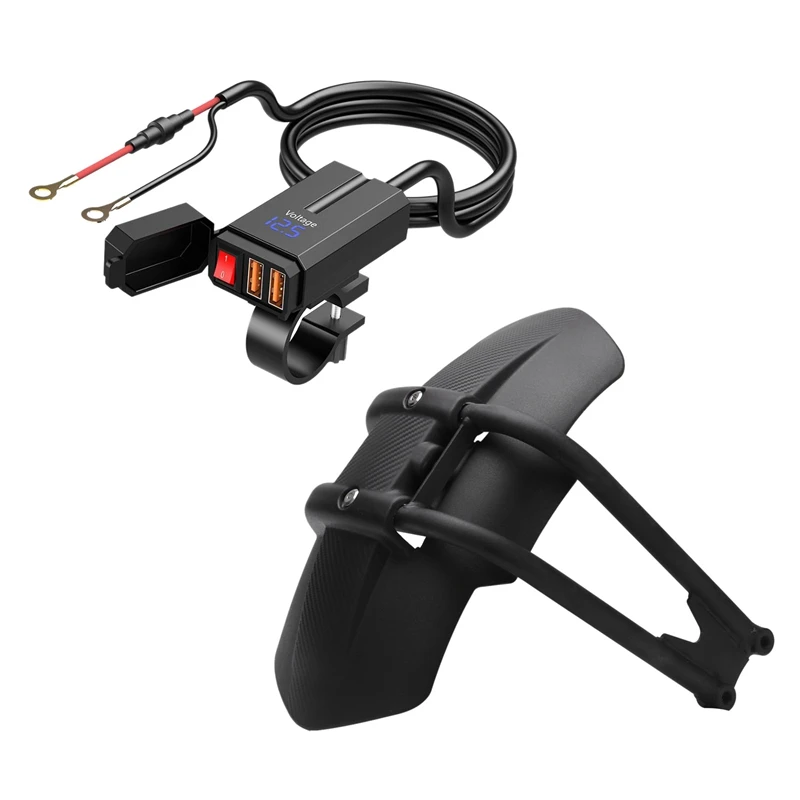 

2 Set Motorcycle Accessories: 1 Set Rear Fender Bracket Motorbike Mudguard & 1 Pcs 4.2A / 5V Waterproof USB Charger