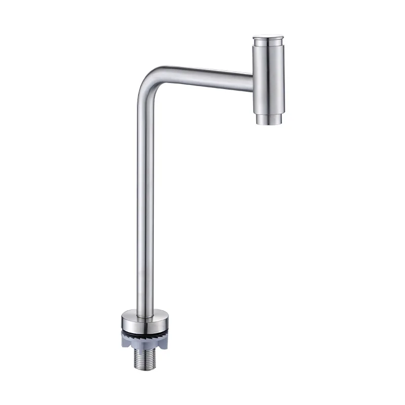 

Новый кухонный смеситель из нержавеющей стали 304 для раковины, одиночный смеситель для холодной воды, нажимной переключатель, матовая/черная нить G1/2'