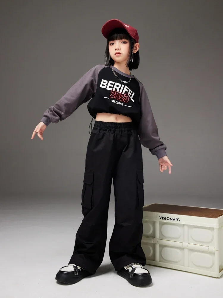 Kpop джазовый танцевальный наряд для девочек одежда черлидинга свободные топы