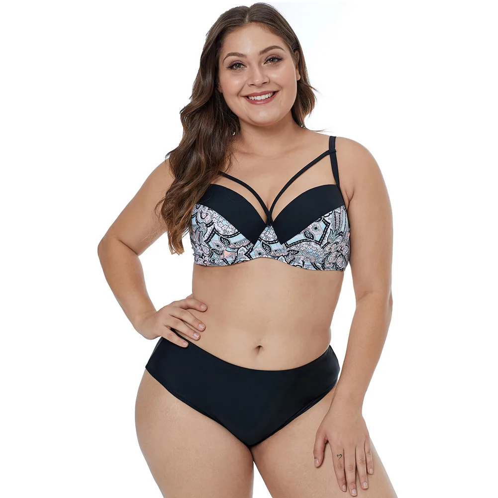 

Summer 2021 New Luxury Bikini Two Piece Printed Fat Sister High Waist XL Split Swimsuit Women Beachwear Designer Bathing Suit