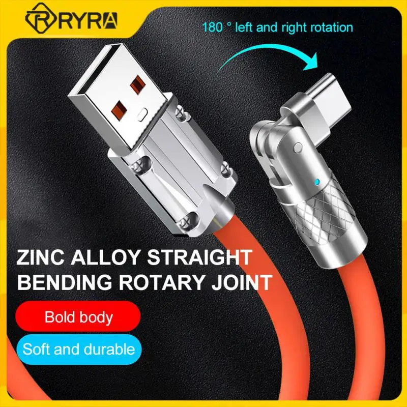 

120W 6A Gaming 180° Rotating Super Fast Charge Cable 1.2m Mobile Game Type-C Charger Liquid Silicone Cable For Xiaomi IPhone