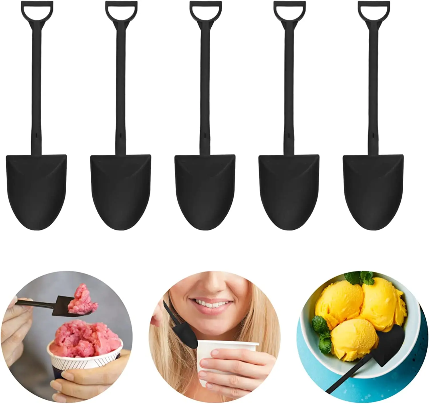 

150Pcs Disposable Spoon Creative Shovel Shape Mini Ice Cream Spoon Food Grade Plastic Dessert Spoons Cake Shop Party Tableware