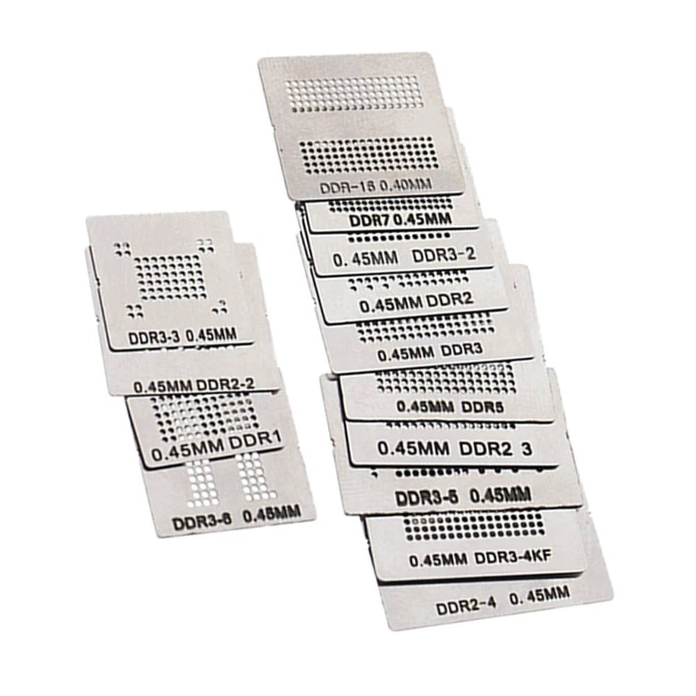 

14pcs BGA Directly Heat Rework Reballing Universal Stencil + Reballing Station For 0.45mm Solder Balls