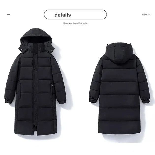 Girlfriendswear Long Cotton Jacket Women Winter Down Coat New Slim Fashion Hooded Down Cotton Jacket Fashion Casual Outwear