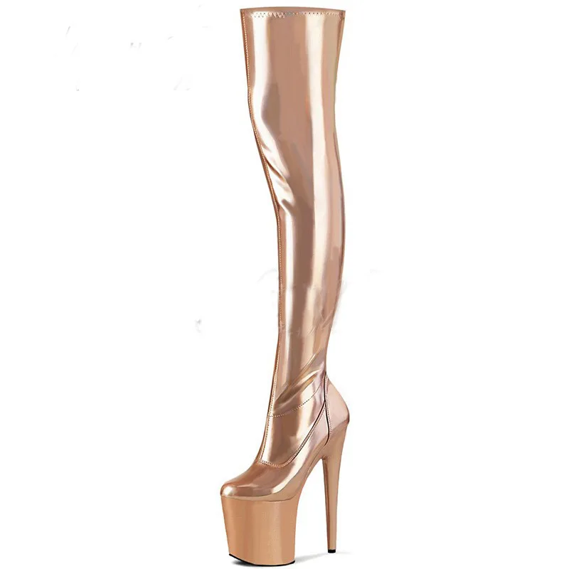 

Sexy Women Thigh High Boots 20cm Ultra High Heeled Women's Over The Knee High Boots Pole Dance Strip Leather Platform Boots