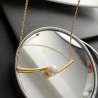 vintage necklace for women irregular geometric gold color metal clavicle chains rose pendant necklaces stainless steel jewelry