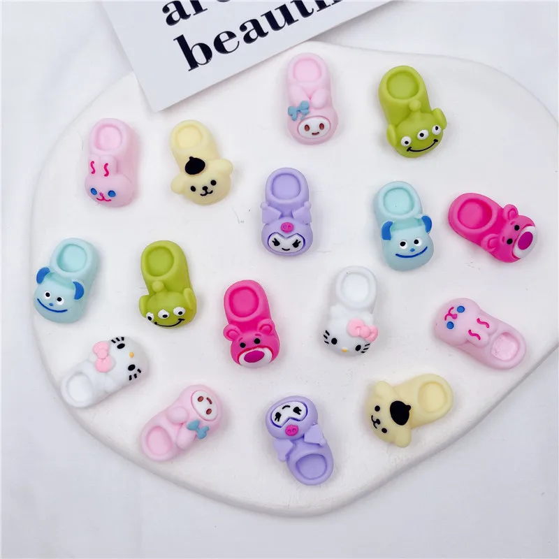 

Kawaii SanriosHelloKittys MyMelody Kuromi Purin Rabbit Lotso Cute Cartoon Animal Slippers Resin DIY Phone Shell Hairpin Stickers