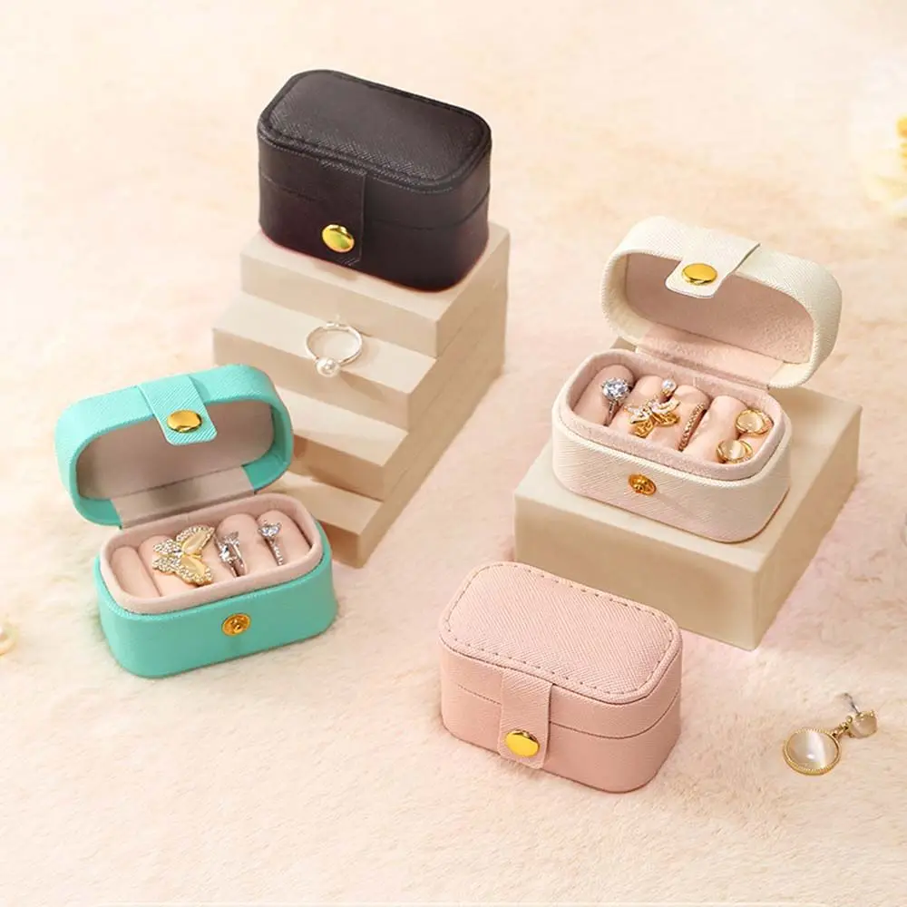

Portable Jewelry Organizer Display Travel Mini Jewelry Case Boxes Leather Earring Necklace Ring Holder For Gift