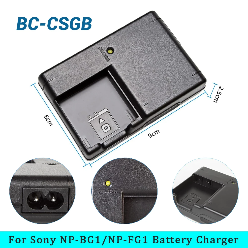 Фото Зарядное устройство NP-BG1 для аккумуляторов BC-CSG, BC-CSGB, NP-BG1, NP-FG1, совместимое с Sony DSC-H3, H7, H9, H10, W120, W130, W150 №4