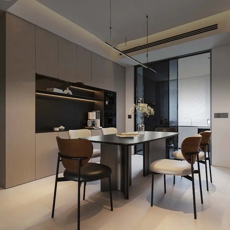 Металлический черный обеденный стол прямоугольный итальянский современный для