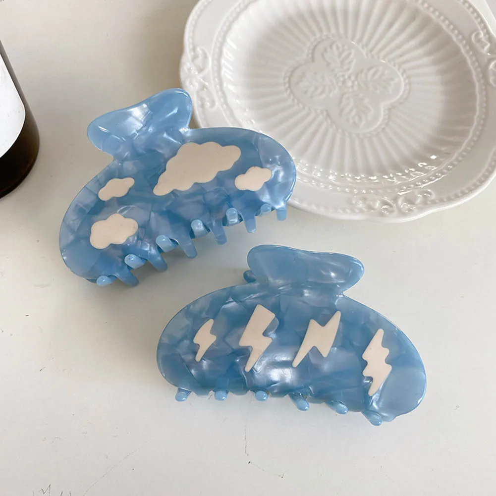 

Cartoon Clouds Lightning Blue Acetate Hair Clip Cute Geometric Acrylic Hairpin for Women Fashion Hair Accessories 2022 New