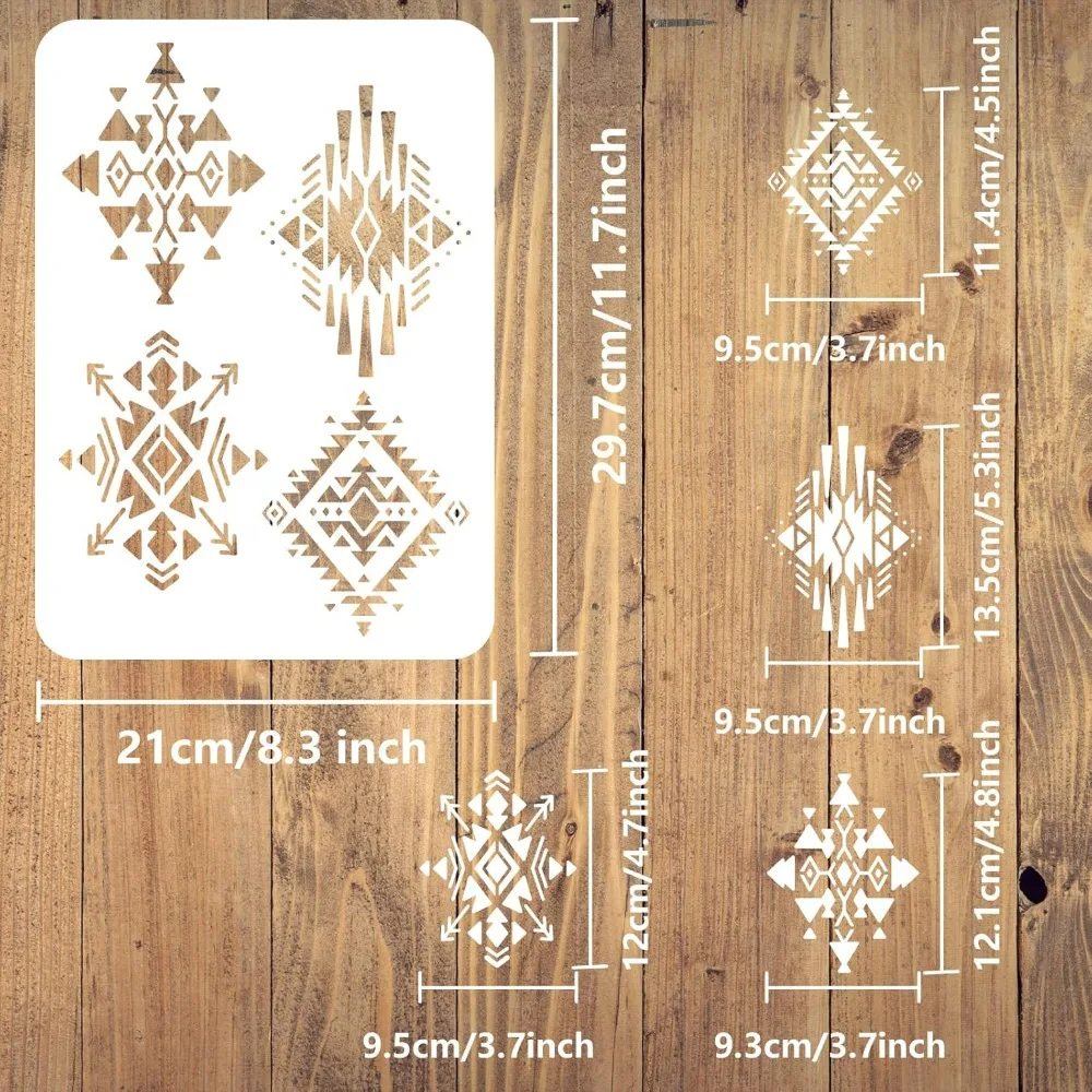 Ацтекский треугольный трафарет для рисования 8 3x11 7 дюйма большие этнические