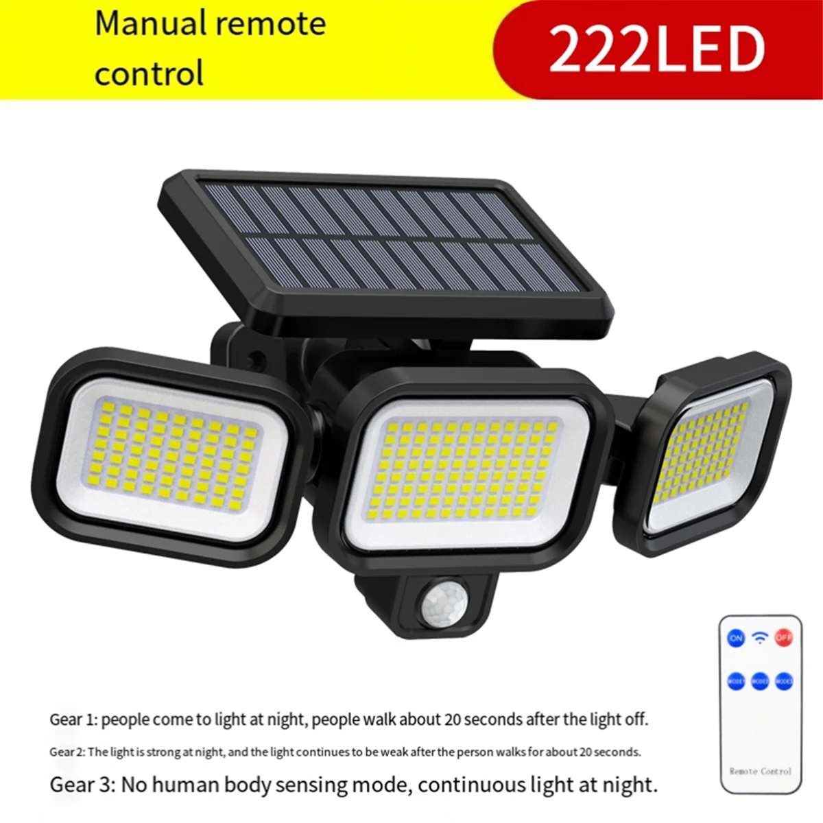 Солнечный свет 222LED Solar InductionOutdoor Light Водонепроницаемые охранные фонари на