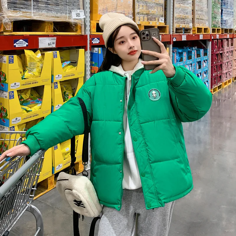 2022 Stand Collar Loose All-Match down Jacket Fashion Casual Parkas Coat Women's Short Baseball Uniform  Jacket