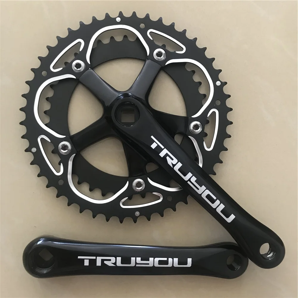 

Road Bicycle 130 BCD Crankset 48T 38T Double Speed Chainring 3/32" Folding Bike Parts Chain Ring Square Hole Crank Length 170mm