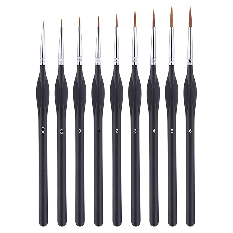 

PPYY-Detail Paintbrushes-9 Piece Detail Brush Set for Acrylic,Watercolor, Oil, Model -Small Paintbrush with Triangular Handle