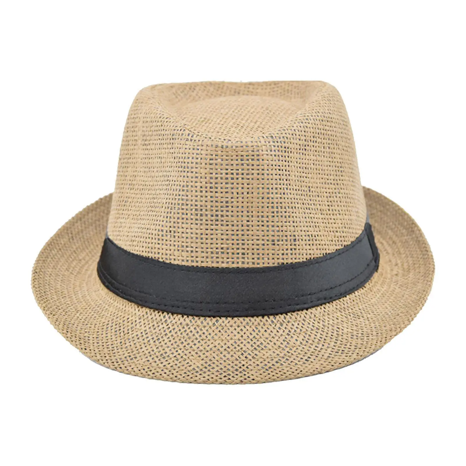 

Gentleman Straw Hat Unisex Wide Brim Straw Summer Beach Breathable Western Retro Panama Cowboy Color Hat Hat Q6l1