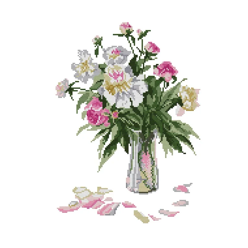 Joy Sunday Набор для вышивки белыми пионами 11CT 14CT