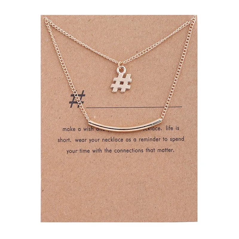 Корейская бижутерия Двухслойное ожерелье из сплава с кулоном в виде черепа совы